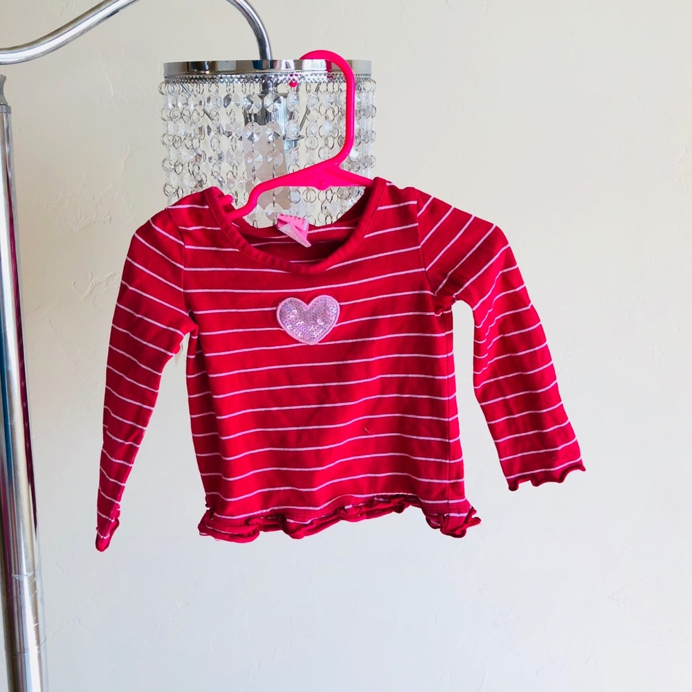 Pink striped heart long sleeve